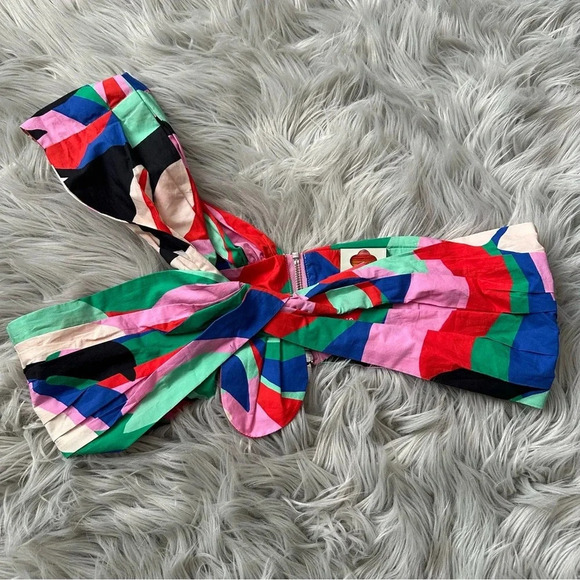 FARM RIO Colorful Monstera Crop Top Size XL NWT - Picture 5 of 8